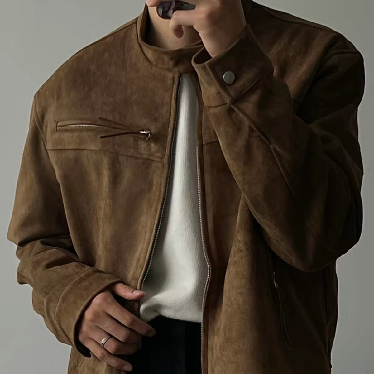 Suede Zip-Up Jacket
