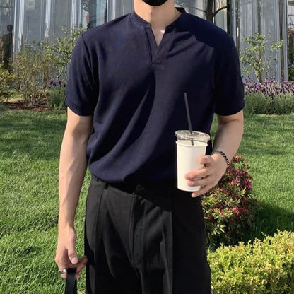 Korean V-Neck Cotton T-Shirt