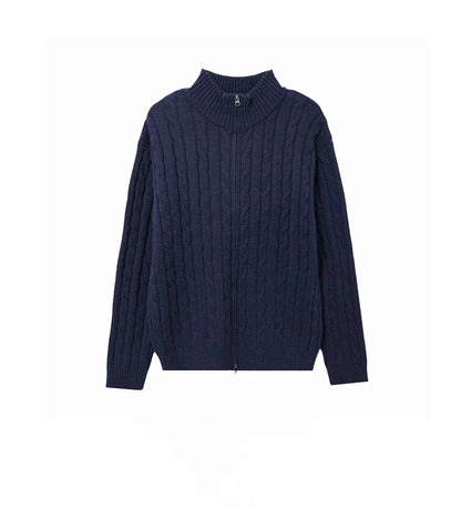 -Kr-Twist Zip Knit Cardigan