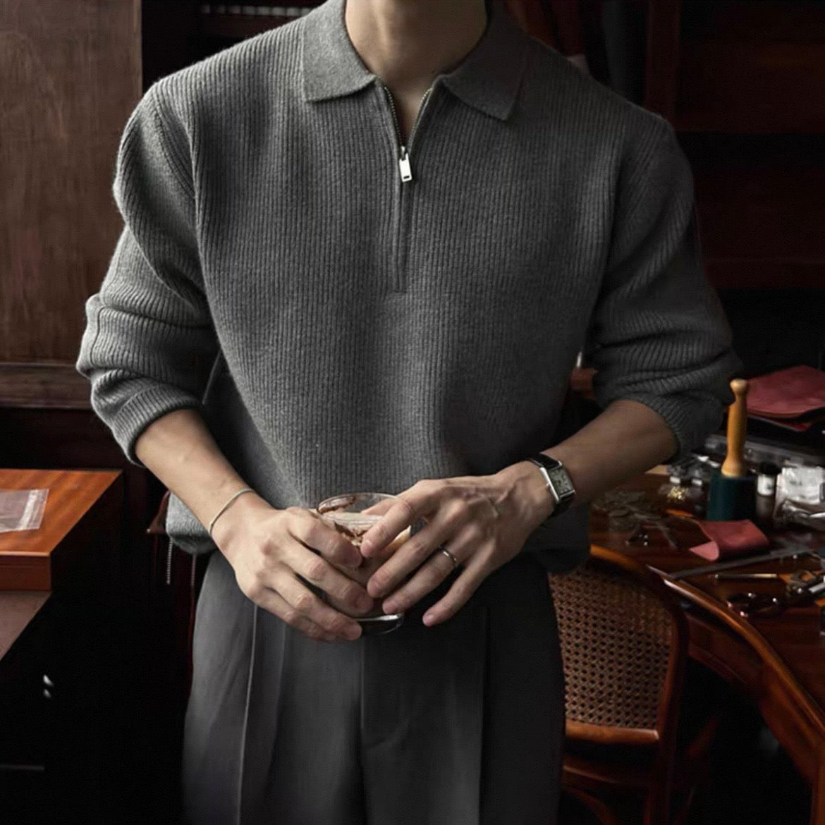 Lazy Half-Zip Knit Sweater