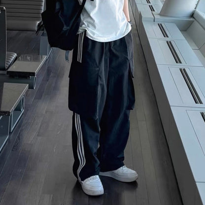 Striped Wide-Legged Casual Pants