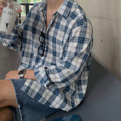 Casual Blue Plaid Shirt
