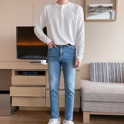 Men's Solid Color Henry Long Sleeve