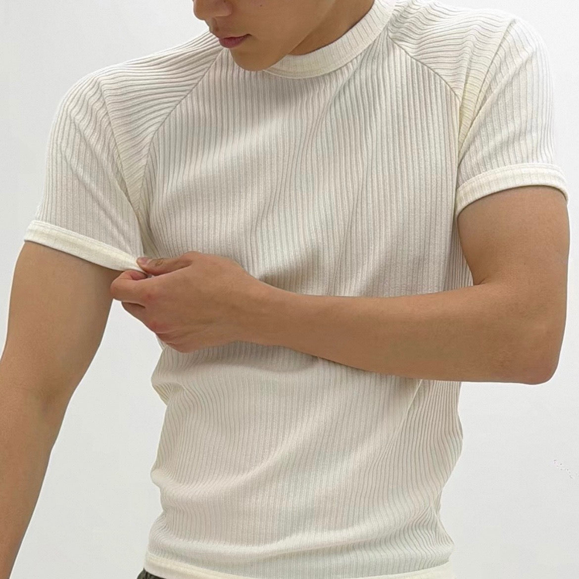 Textured Ribbed Slim-Fit T-Shirt