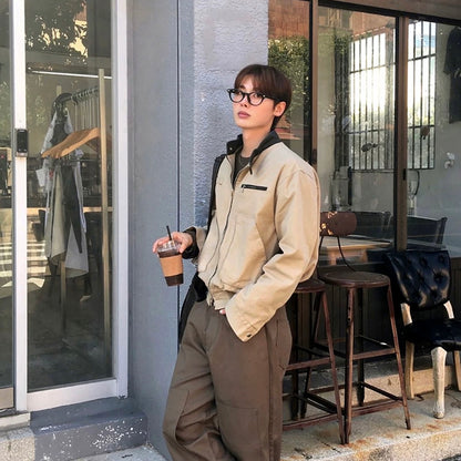 Vintage Spliced Jacket Tops