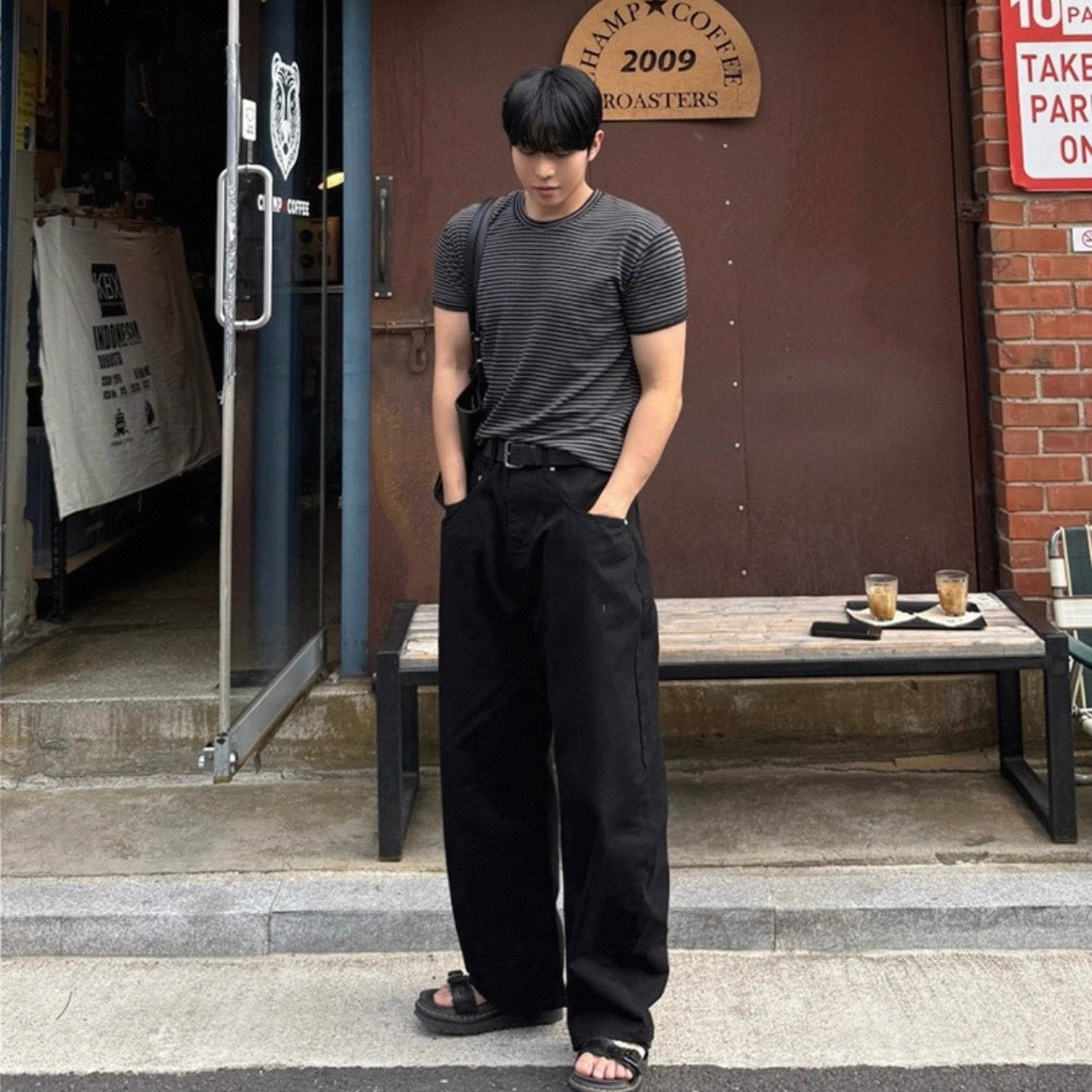 Korean Striped Cotton T-Shirt