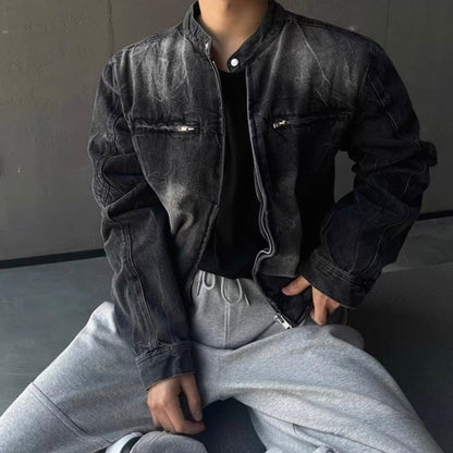 Vintage Wash Collarless Jacket