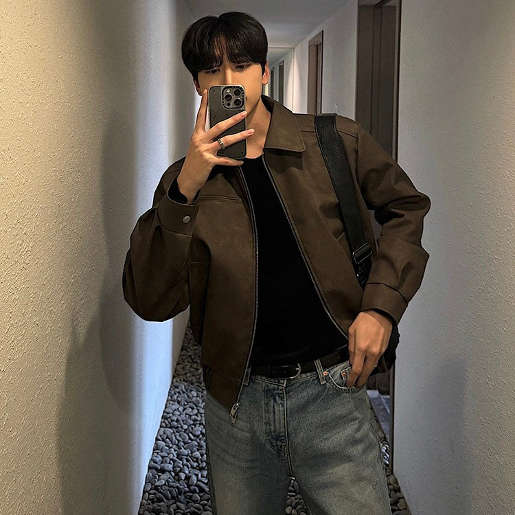 American Retro Short Leather Jacket