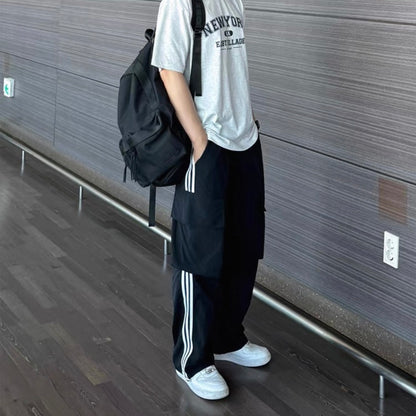Striped Wide-Legged Casual Pants