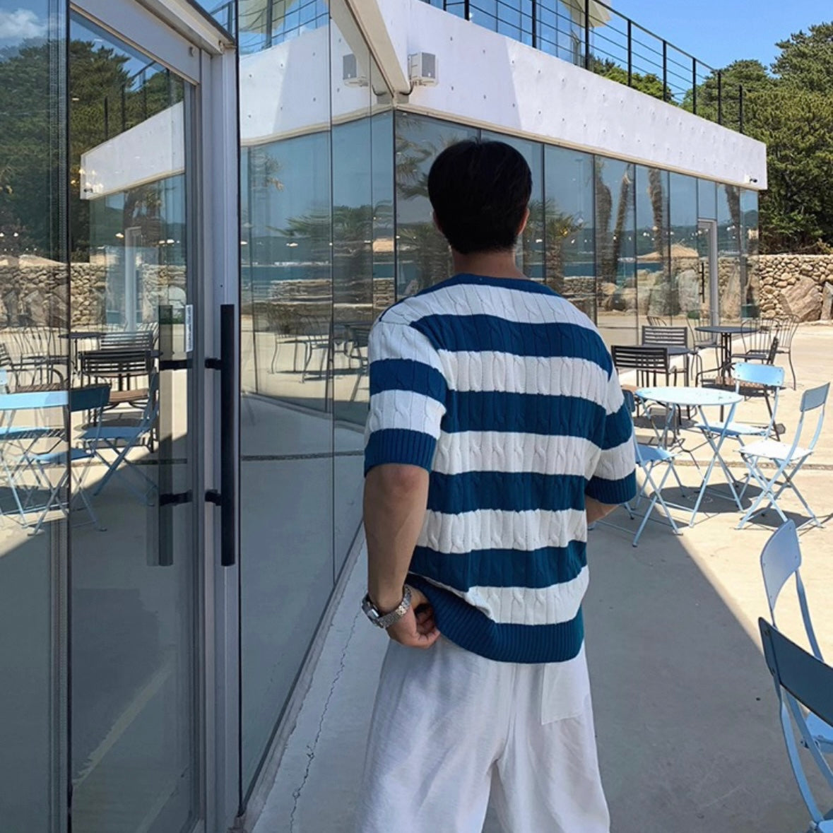 Retro Color Clash Knit Tee