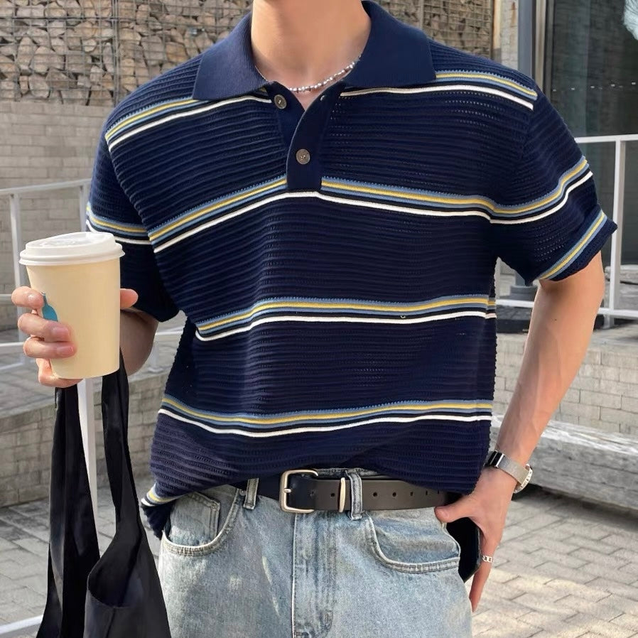Loose-Fit Color-Block Polo Shirt