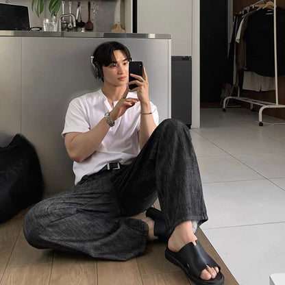Henry Collar Casual Summer T-shirt