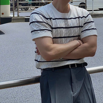 Casual Striped Knit T-shirt