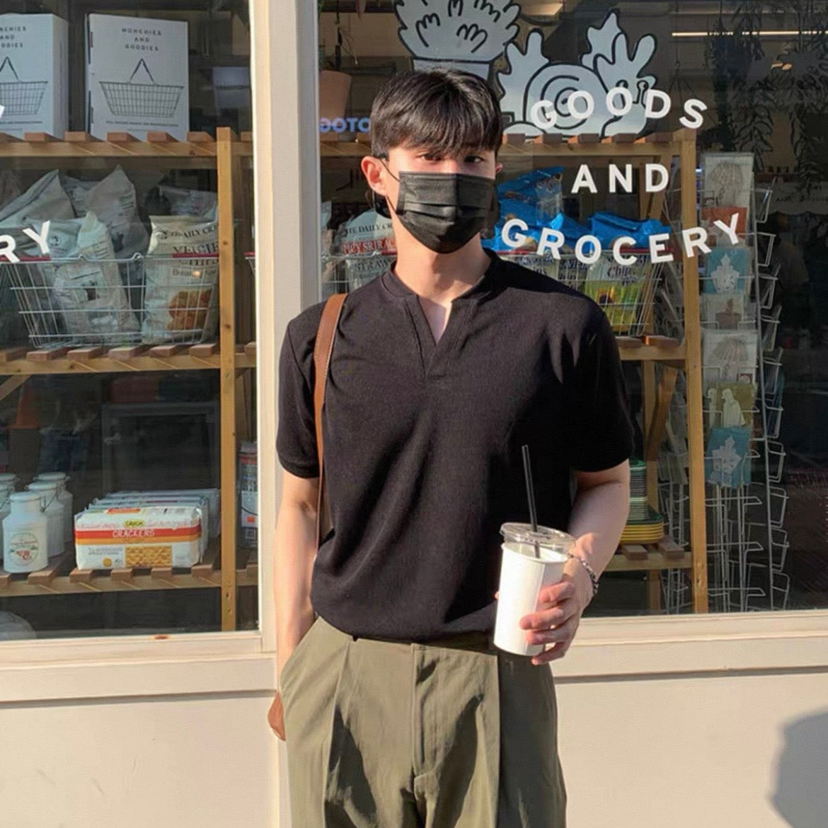 Korean V-Neck Cotton T-Shirt