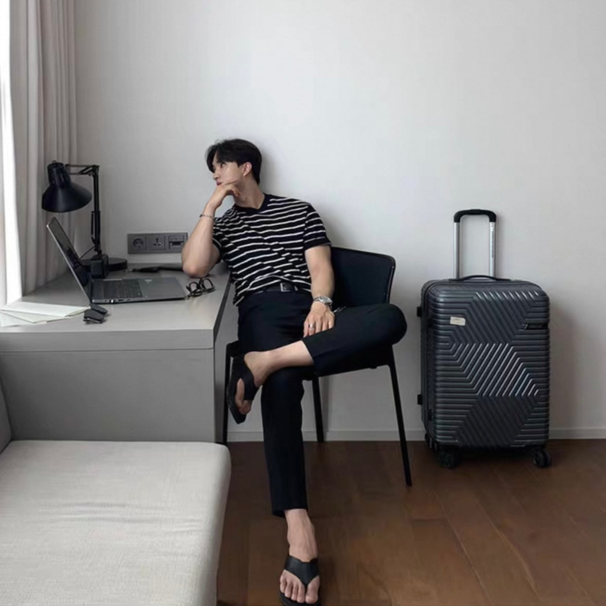 Loose Fit Black Striped Tee