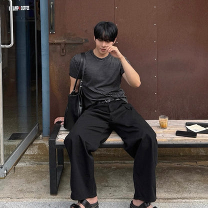 Korean Striped Cotton T-Shirt