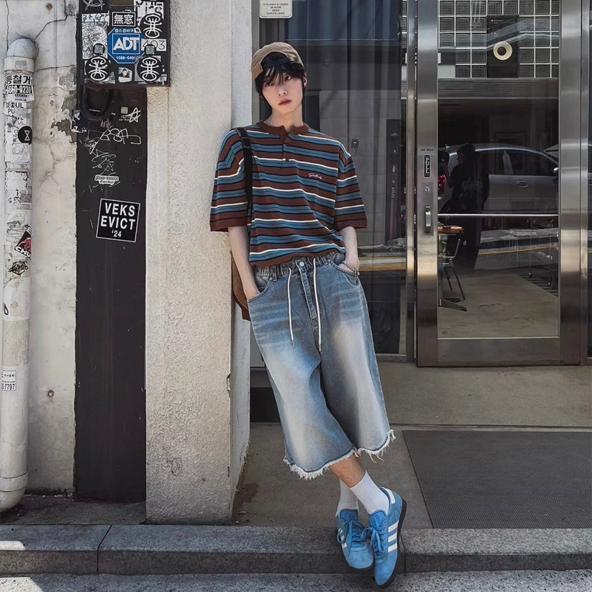 Retro Striped Henley T-Shirt