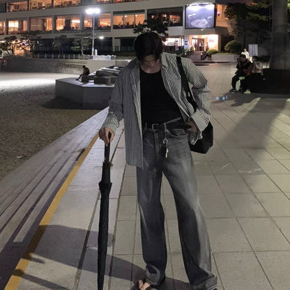 Oversized Striped Shirt Jacket