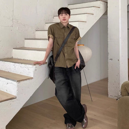 Retro Workwear Short-Sleeve Shirt