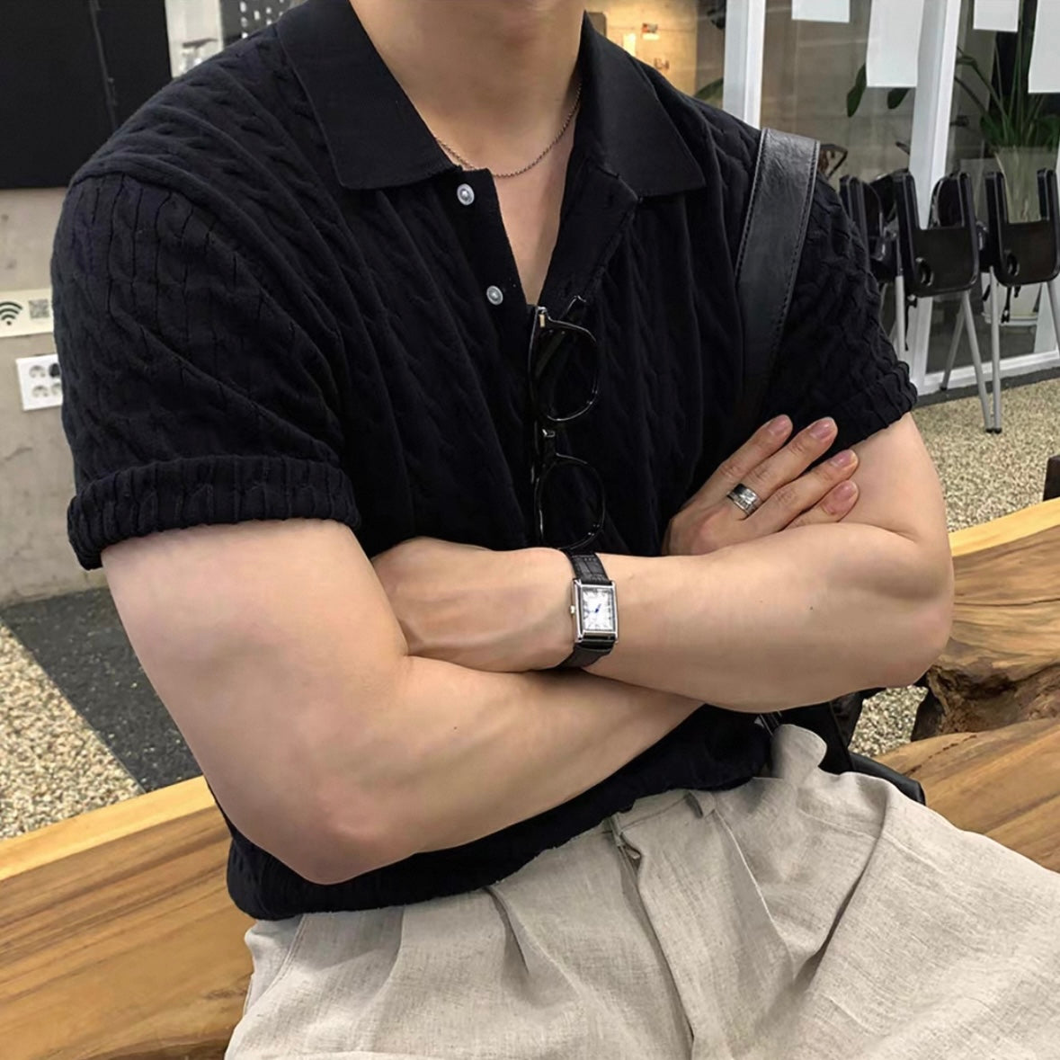 Korean Casual Twisted Knit Polo