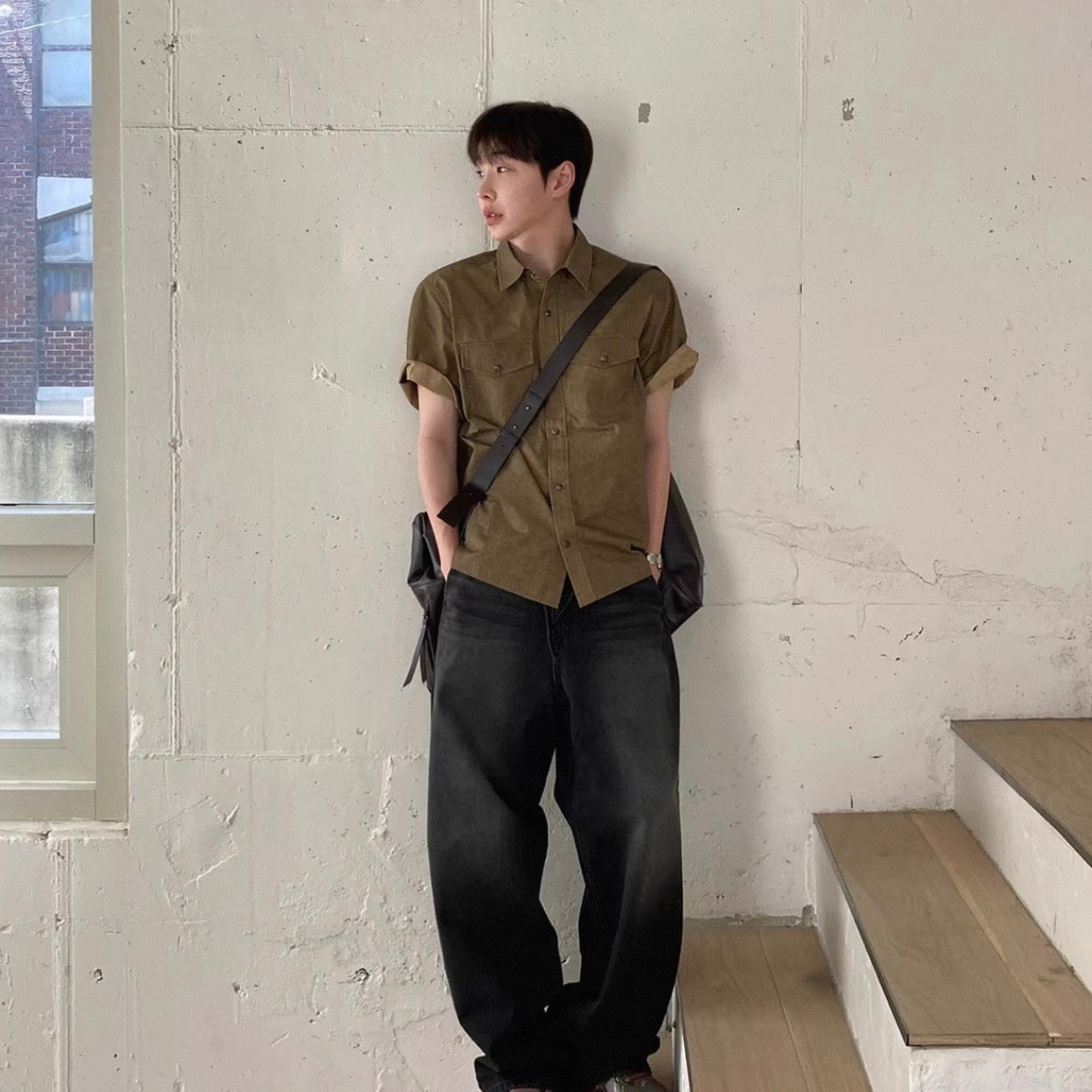 Retro Workwear Short-Sleeve Shirt