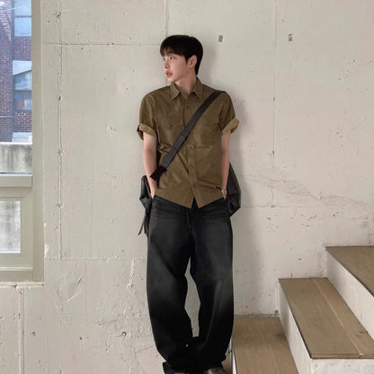 Retro Workwear Short-Sleeve Shirt