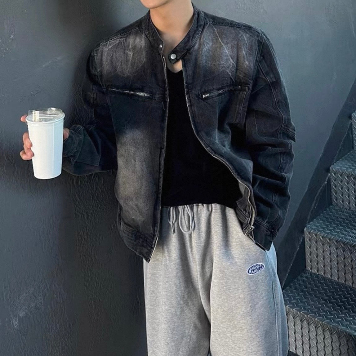 Vintage Wash Collarless Jacket