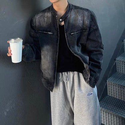 Vintage Wash Collarless Jacket