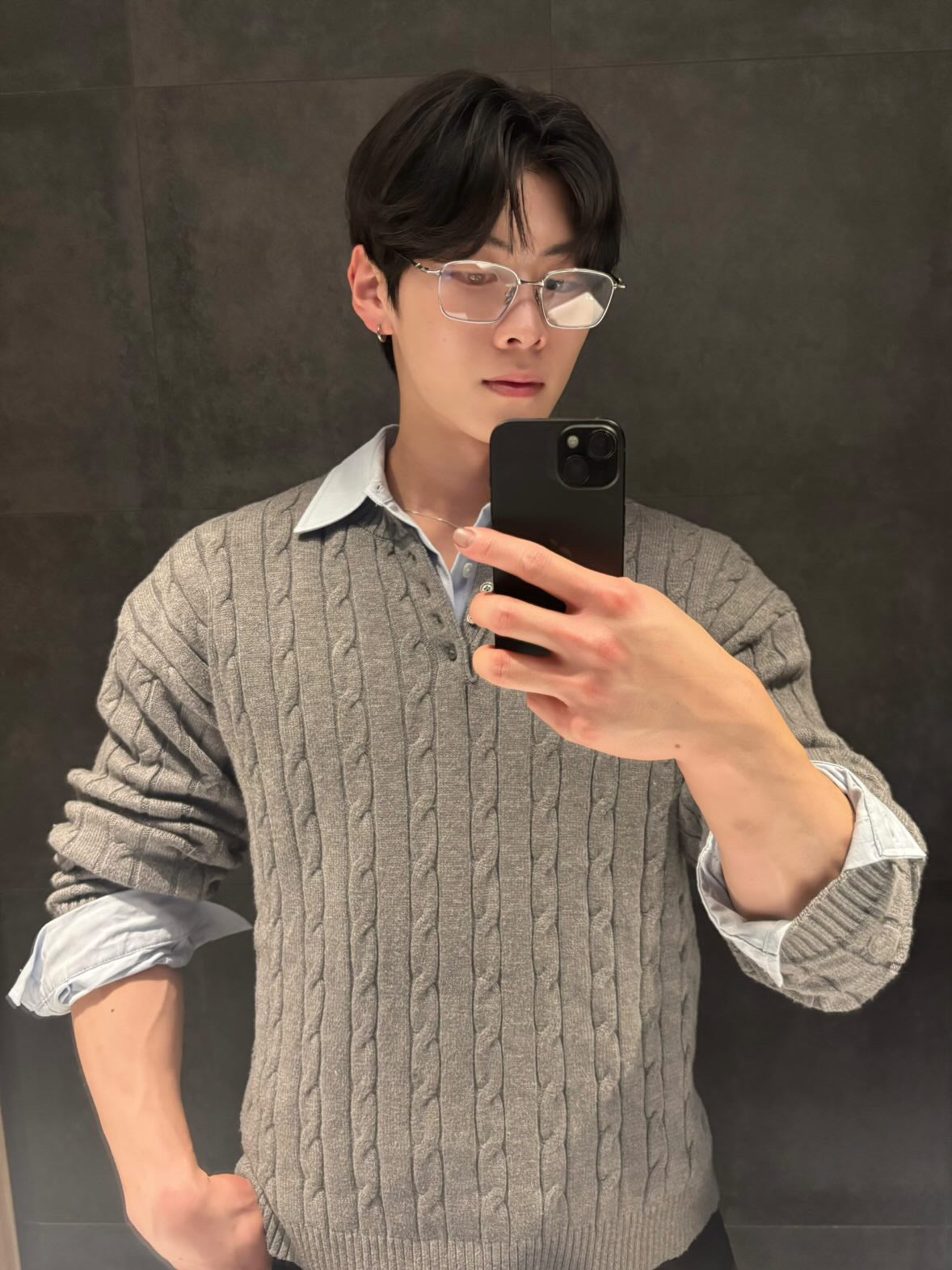 Henley Neck Knit Sweater