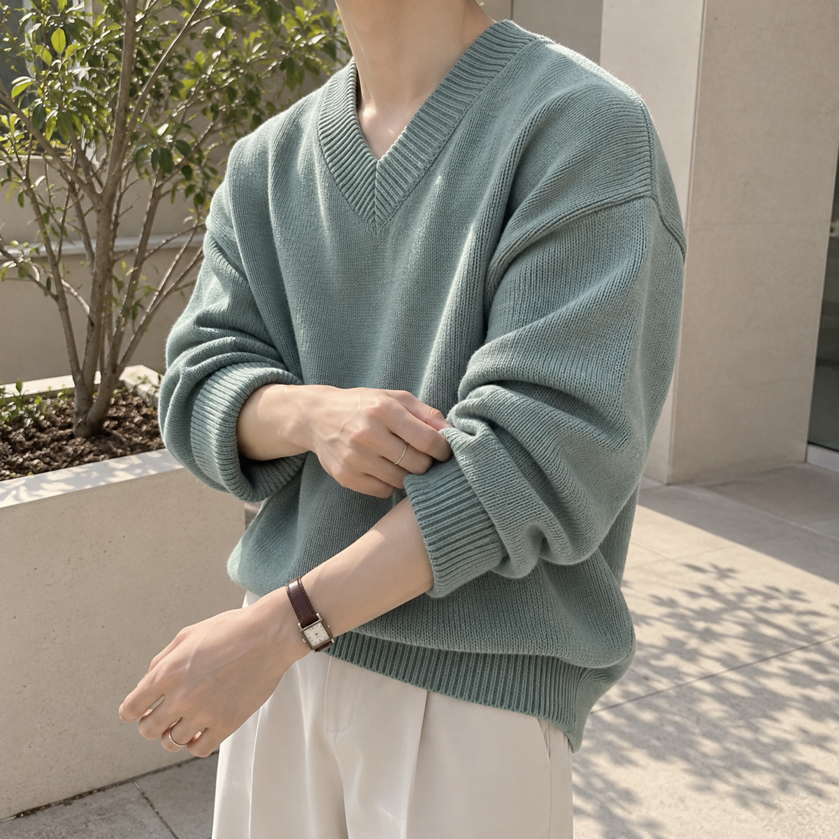 V-Neck Design Knit Sweater