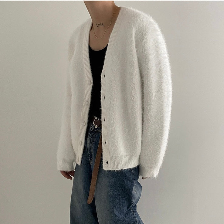 Mink V-Neck Knit Cardigan