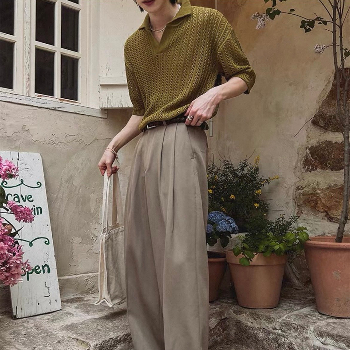 Vintage Cable-Knit T-Shirt