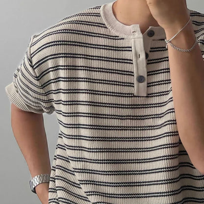 Casual Striped Knit T-Shirt
