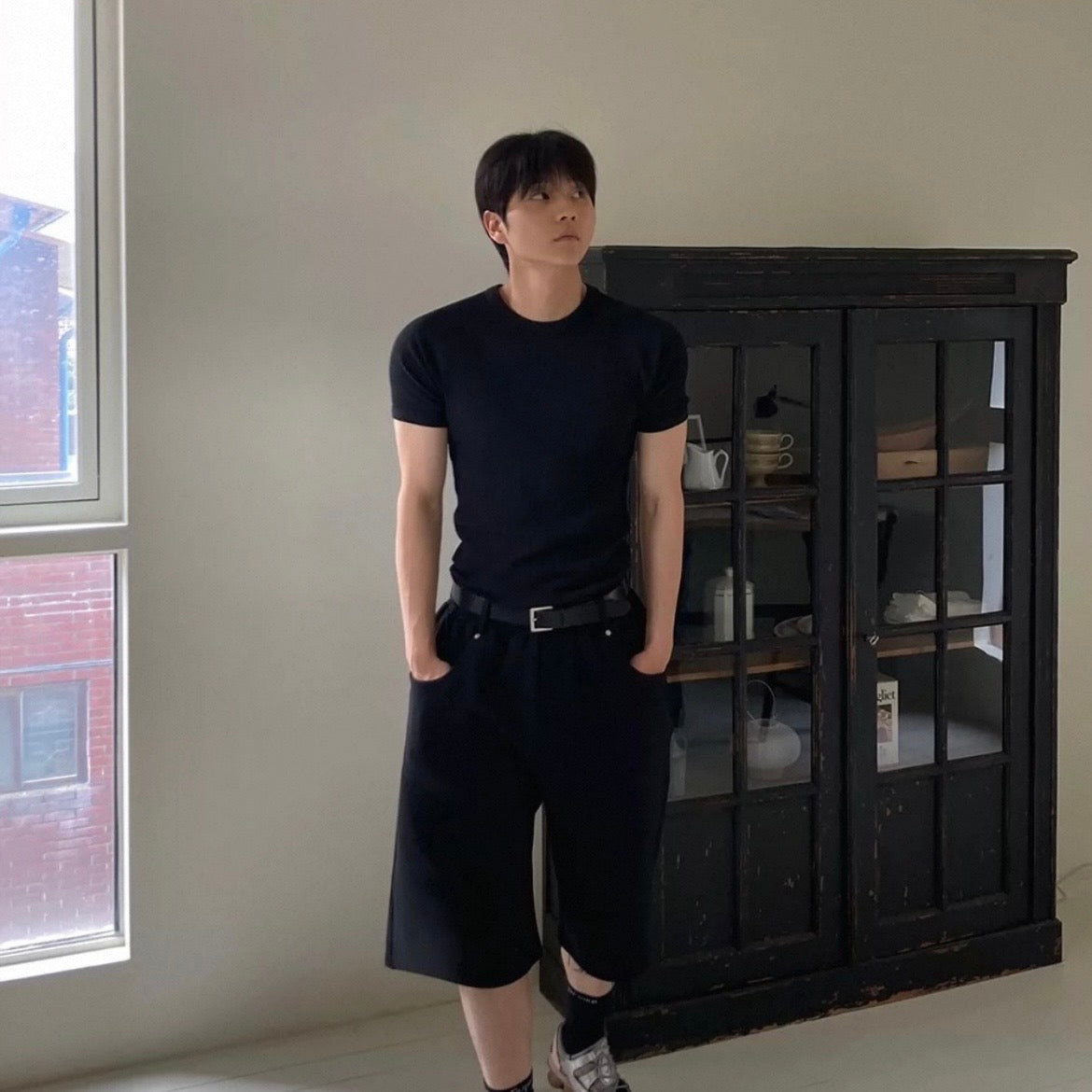 Textured Ribbed Slim-Fit T-Shirt