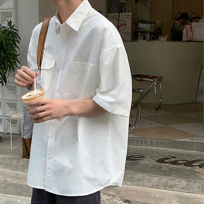 Casual Short-Sleeved White Shirt