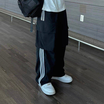 Striped Wide-Legged Casual Pants