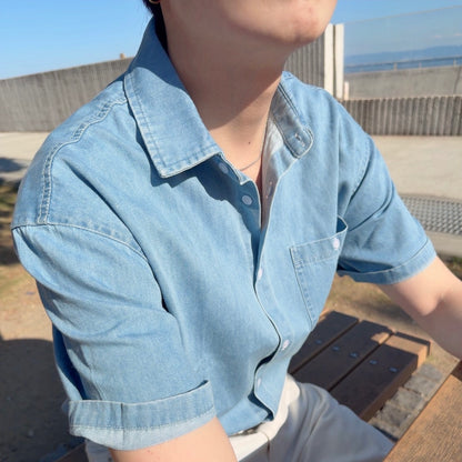 Retro Wash Denim Summer Shirt
