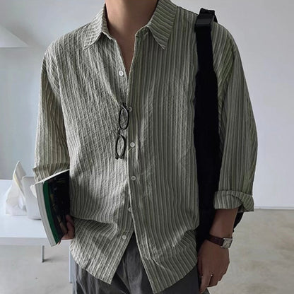 Korean-Style Striped Casual Shirt