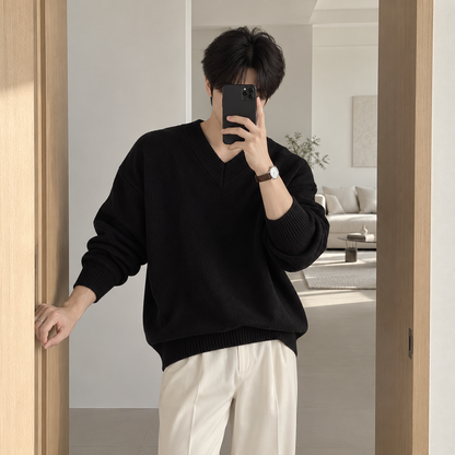 V-Neck Design Knit Sweater