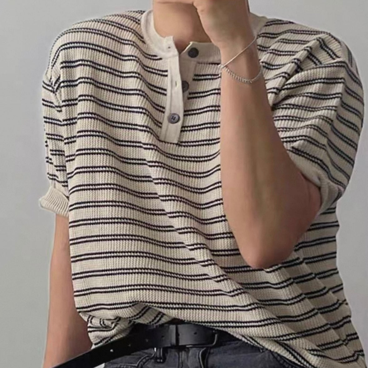 Casual Striped Knit T-Shirt