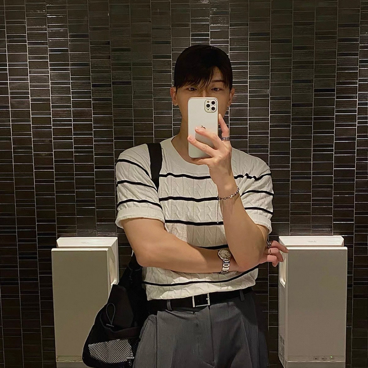Casual Striped Knit T-shirt