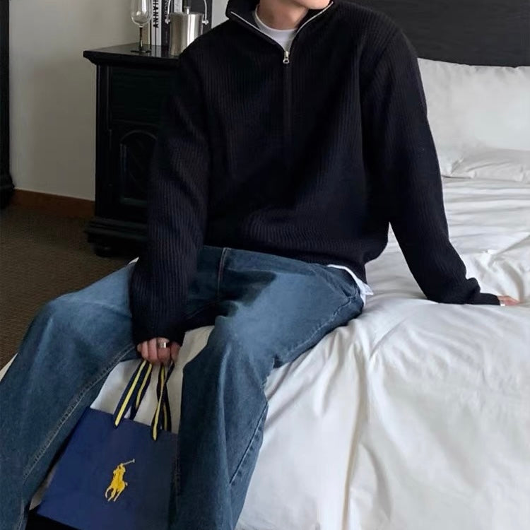 Ribbed Half Zip Knit
