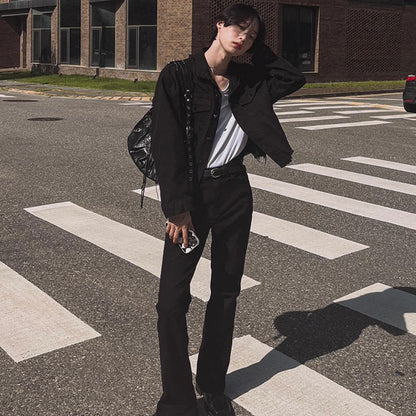 Slim Fit Black Flare Jeans