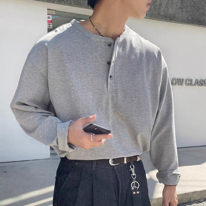 Soft Henley Neck Long Sleeve Tee