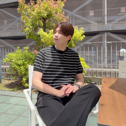 Loose Fit Black Striped Tee