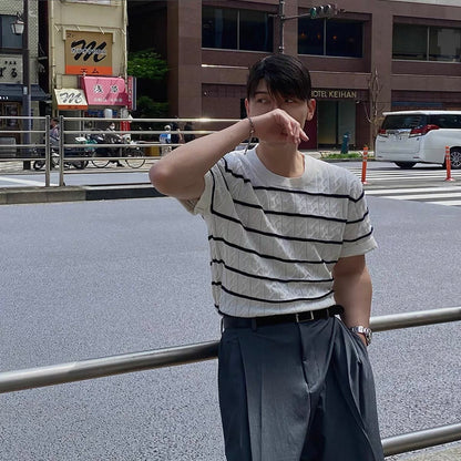 Casual Striped Knit T-shirt