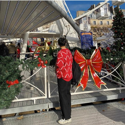 Plaid Knit Sweater for Couples