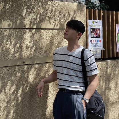 Casual Striped Knit T-shirt