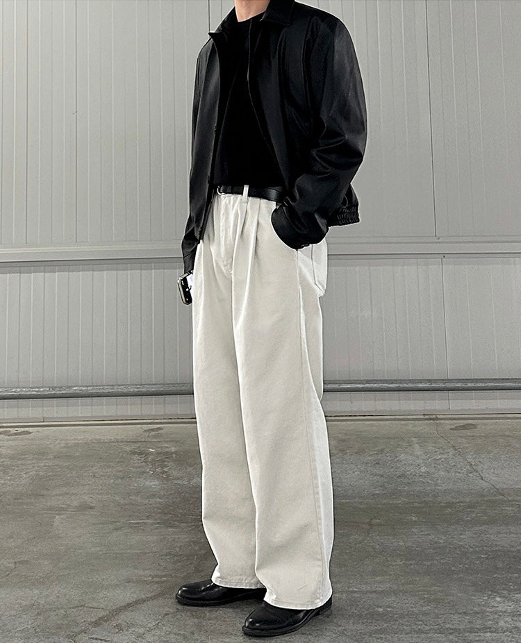 Draped Casual Straight Pants