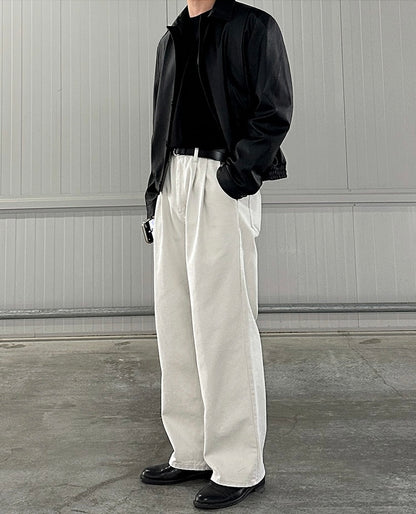 Draped Casual Straight Pants